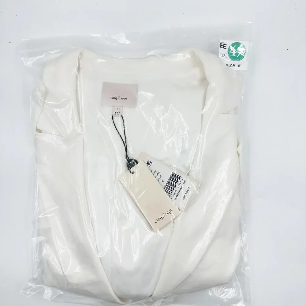 Cinq á Sept Kourtney White Ruffle Blazer Ivory 6 Small Single Breasted Peplum - Picture 9 of 9